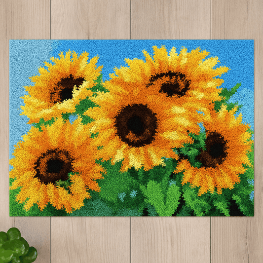 Sunflower Rug - (16x20in - 40x50cm) - DIY Latch Hook Kit