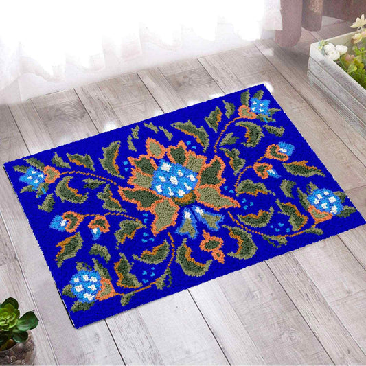 Aqua Flora - (33x23in - 85x60cm) - DIY Latch Hook Kit