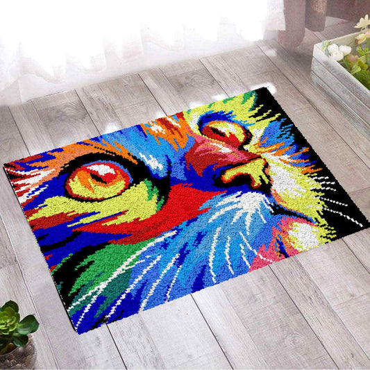 Abstract Cat - (33x23in - 85x60cm) - DIY Latch Hook Kit