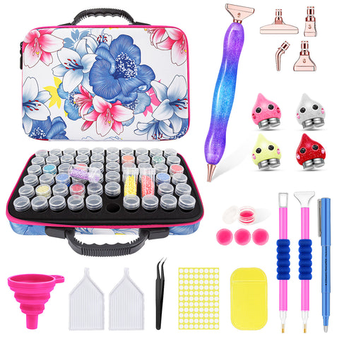 60-Container Diamond Painting Handbag with tools + FREE Canvas Holder Set