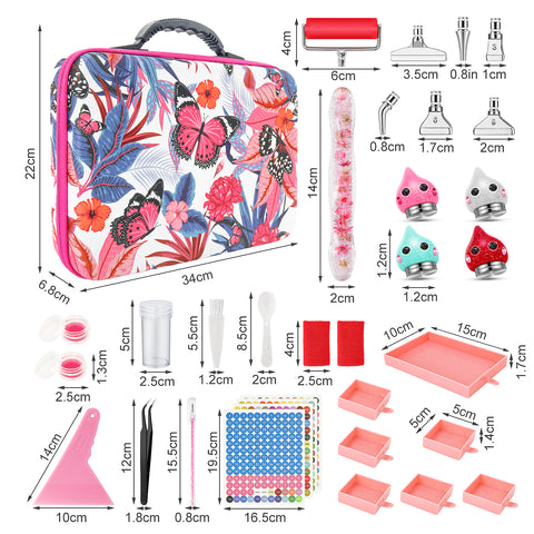 60-Container Diamond Painting Handbag with tools + FREE Canvas Holder Set