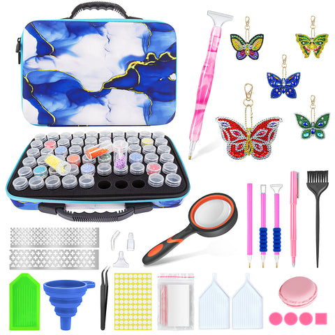 60-Container Diamond Painting Handbag with tools + FREE Keyring Set