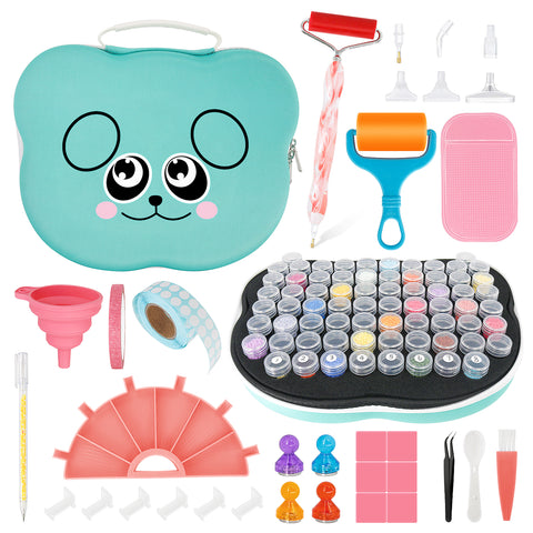 70-Container Diamond Painting Handbag with tools + FREE Canvas Holder Set