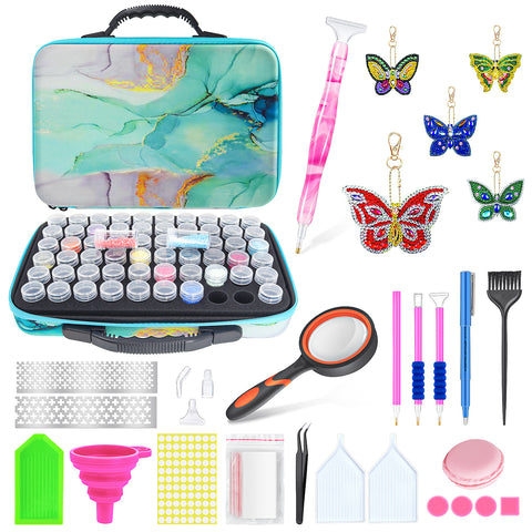 60-Container Diamond Painting Handbag with tools + FREE Keyring Set