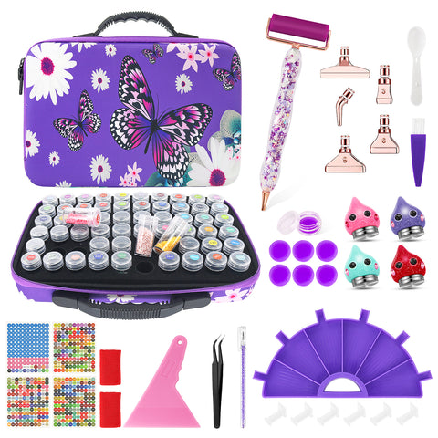 60-Container Diamond Painting Handbag with tools + FREE Canvas Holder Set