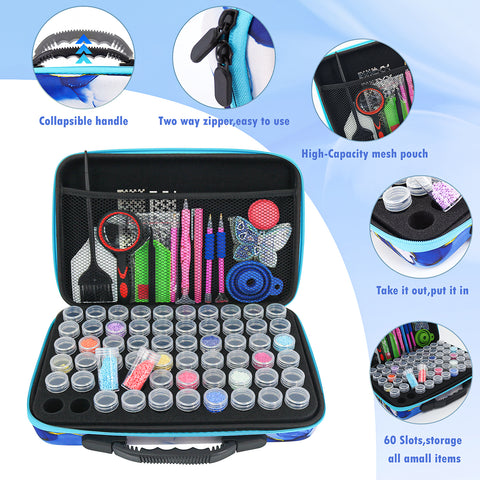60-Container Diamond Painting Handbag with tools + FREE Keyring Set