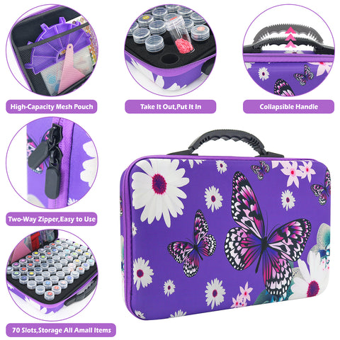 60-Container Diamond Painting Handbag with tools + FREE Canvas Holder Set
