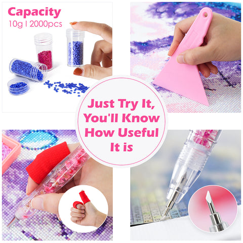 60-Container Diamond Painting Handbag with tools + FREE Canvas Holder Set