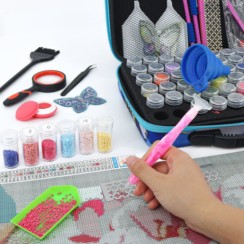 60-Container Diamond Painting Handbag with tools + FREE Keyring Set