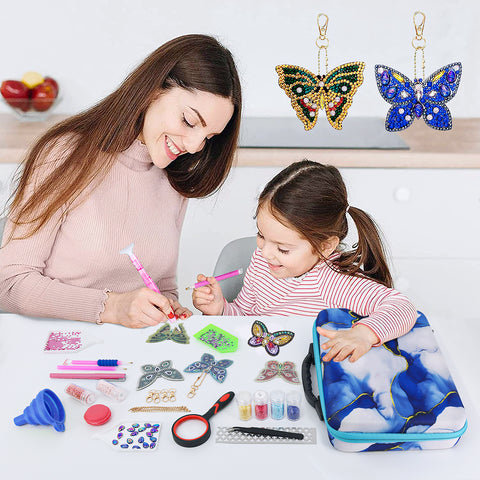 60-Container Diamond Painting Handbag with tools + FREE Keyring Set