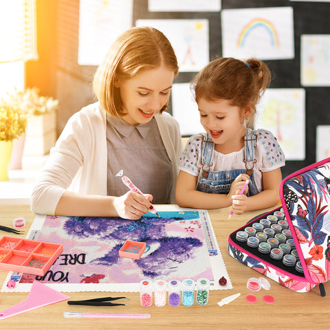 60-Container Diamond Painting Handbag with tools + FREE Canvas Holder Set
