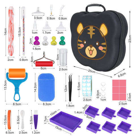 70-Container Diamond Painting Handbag with tools + FREE Canvas Holder Set