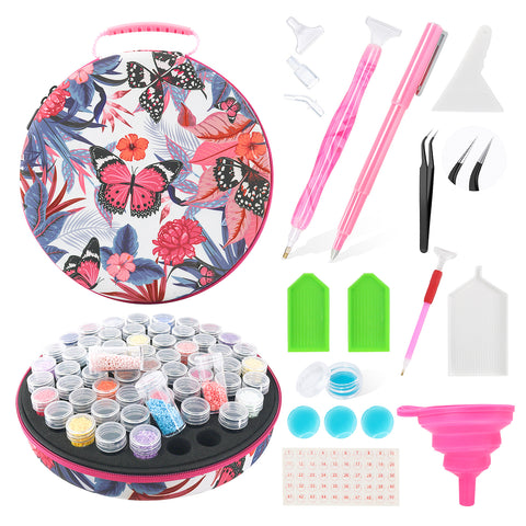 61-Container Diamond Painting Round Handbag with tools
