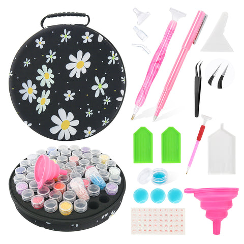 61-Container Diamond Painting Round Handbag with tools