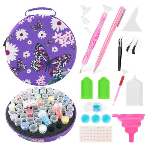 61-Container Diamond Painting Round Handbag with tools