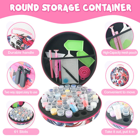 61-Container Diamond Painting Round Handbag with tools