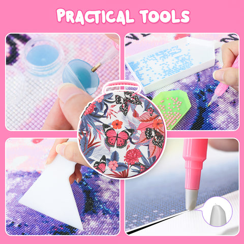 61-Container Diamond Painting Round Handbag with tools