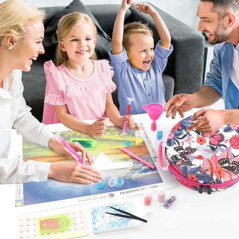 61-Container Diamond Painting Round Handbag with tools