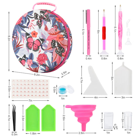 61-Container Diamond Painting Round Handbag with tools