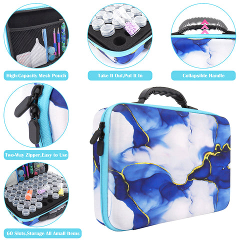 60-Container Diamond Painting Handbag with tools + FREE Canvas Holder Set
