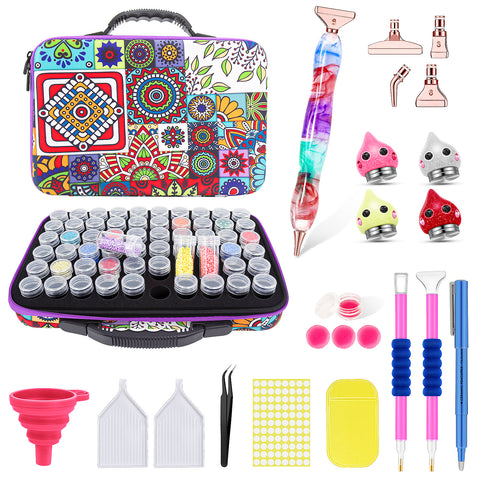 60-Container Diamond Painting Handbag with tools + FREE Canvas Holder Set