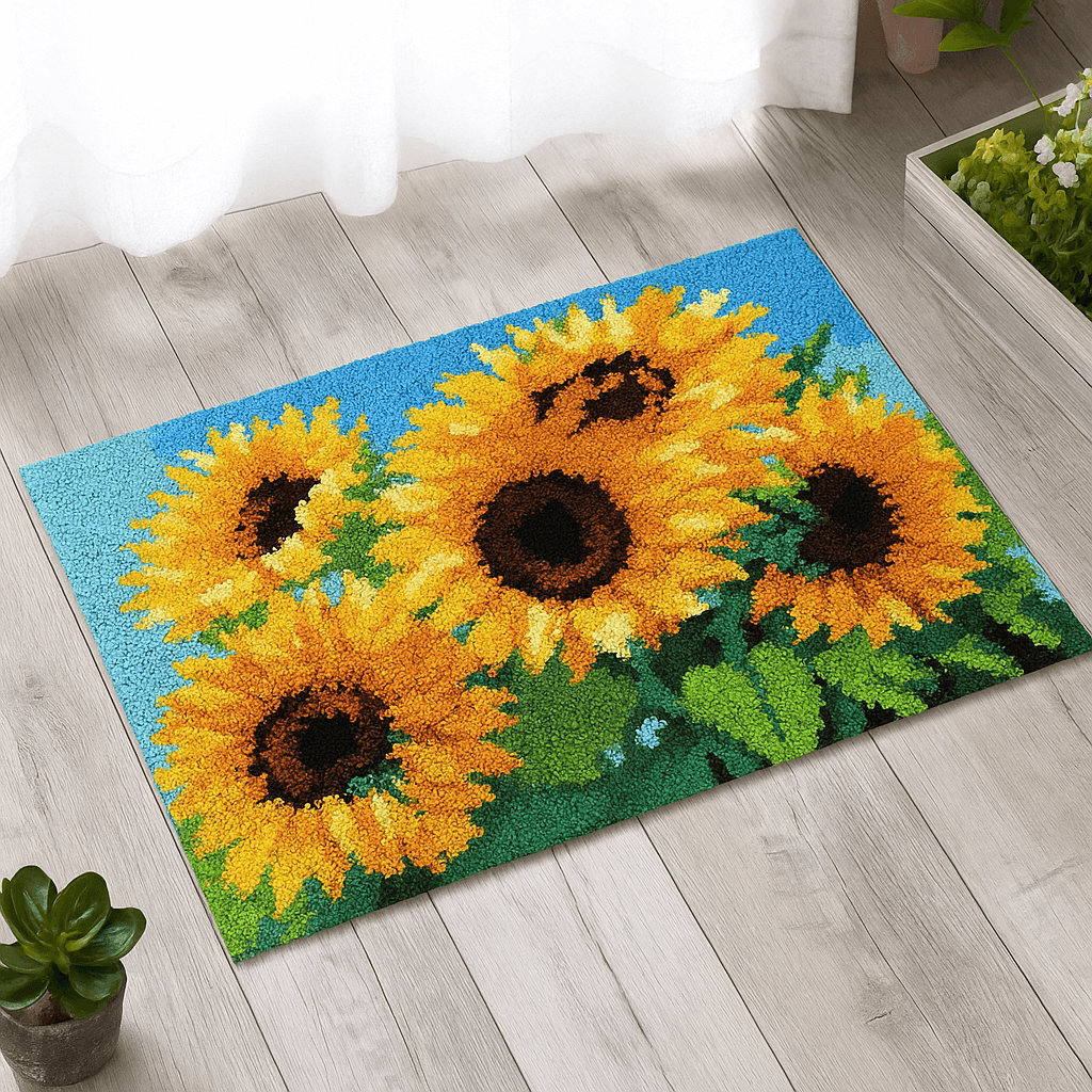 Sunflower Rug - (16x20in - 40x50cm) - DIY Latch Hook Kit