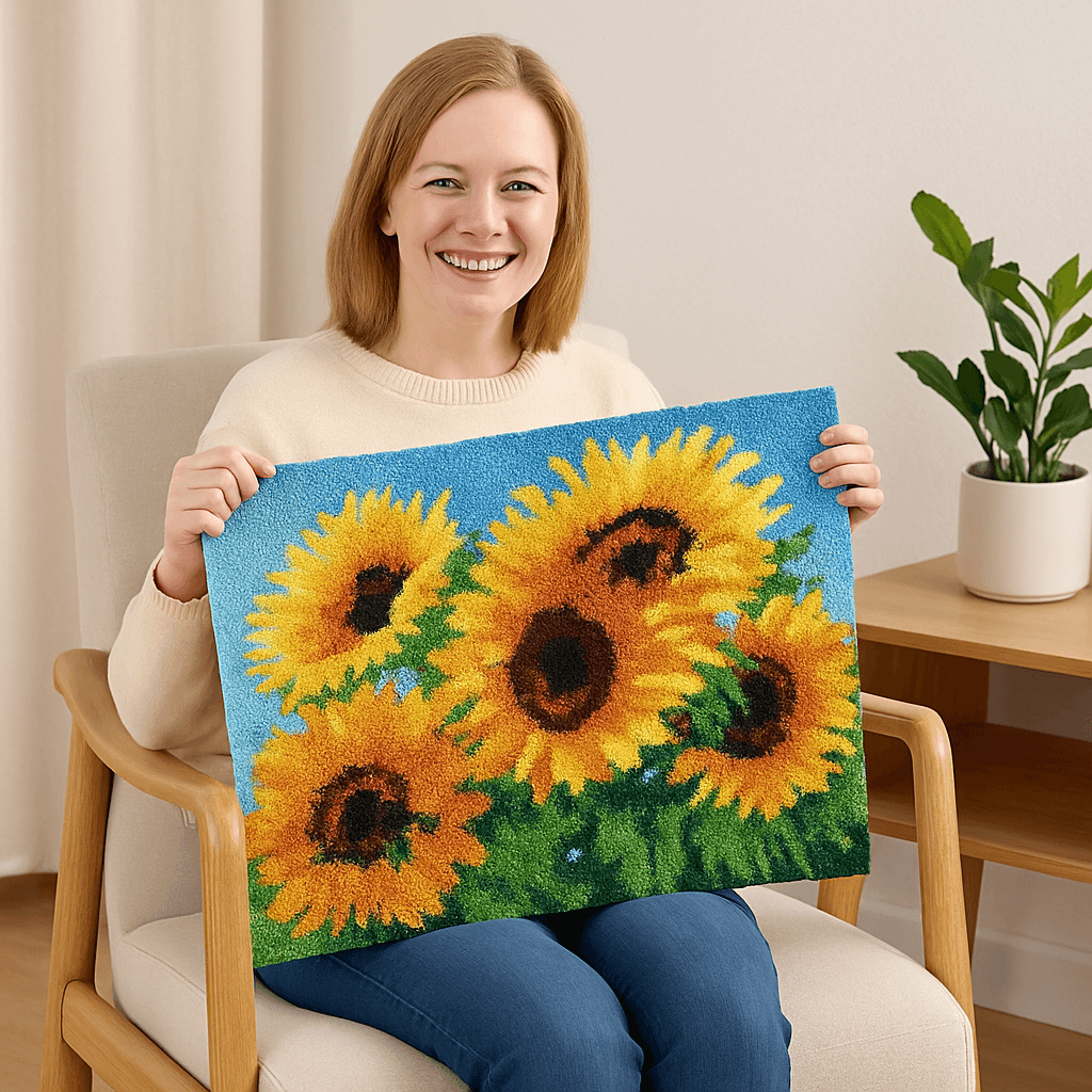 Sunflower Rug - (16x20in - 40x50cm) - DIY Latch Hook Kit