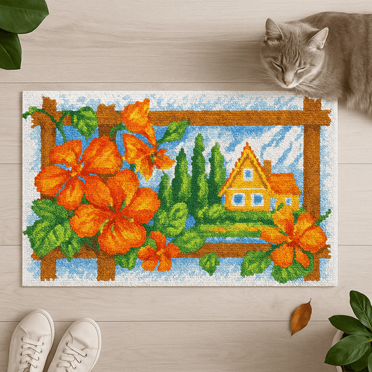 Flower Home - (33x23in - 85x60cm) - DIY Latch Hook Kit