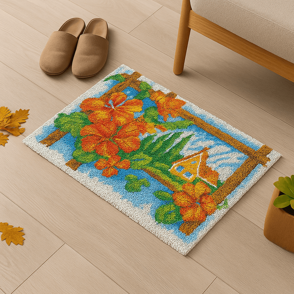 Flower Home - (33x23in - 85x60cm) - DIY Latch Hook Kit