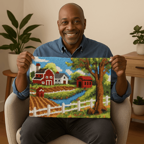 Peaceful Farm - (33x23in - 85x60cm) - DIY Latch Hook Kit