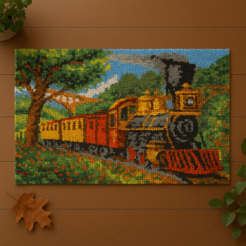 Steam Train - (33x23in - 85x60cm) - DIY Latch Hook Kit