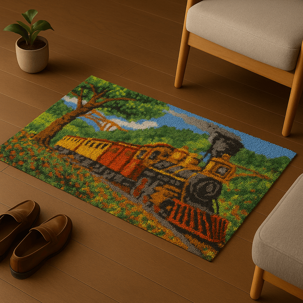 Steam Train - (33x23in - 85x60cm) - DIY Latch Hook Kit