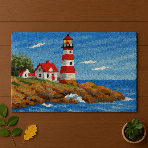 Seaside Lighthouse - (33x23in - 85x60cm) - DIY Latch Hook Kit