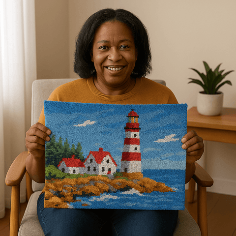 Seaside Lighthouse - (33x23in - 85x60cm) - DIY Latch Hook Kit