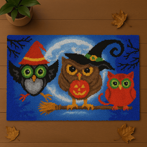 Owl's Time - (33x23in - 85x60cm) - DIY Latch Hook Kit
