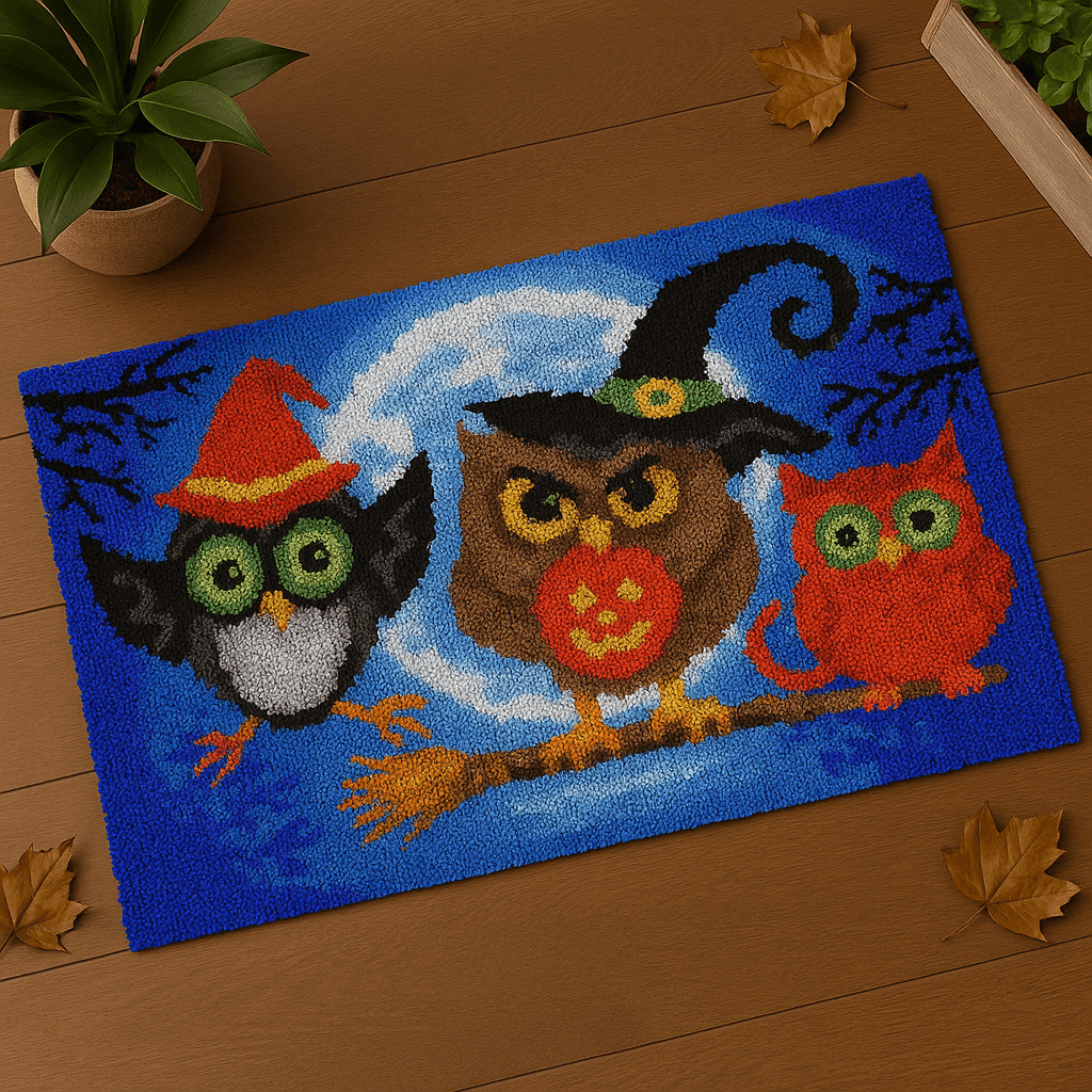 Owl's Time - (33x23in - 85x60cm) - DIY Latch Hook Kit