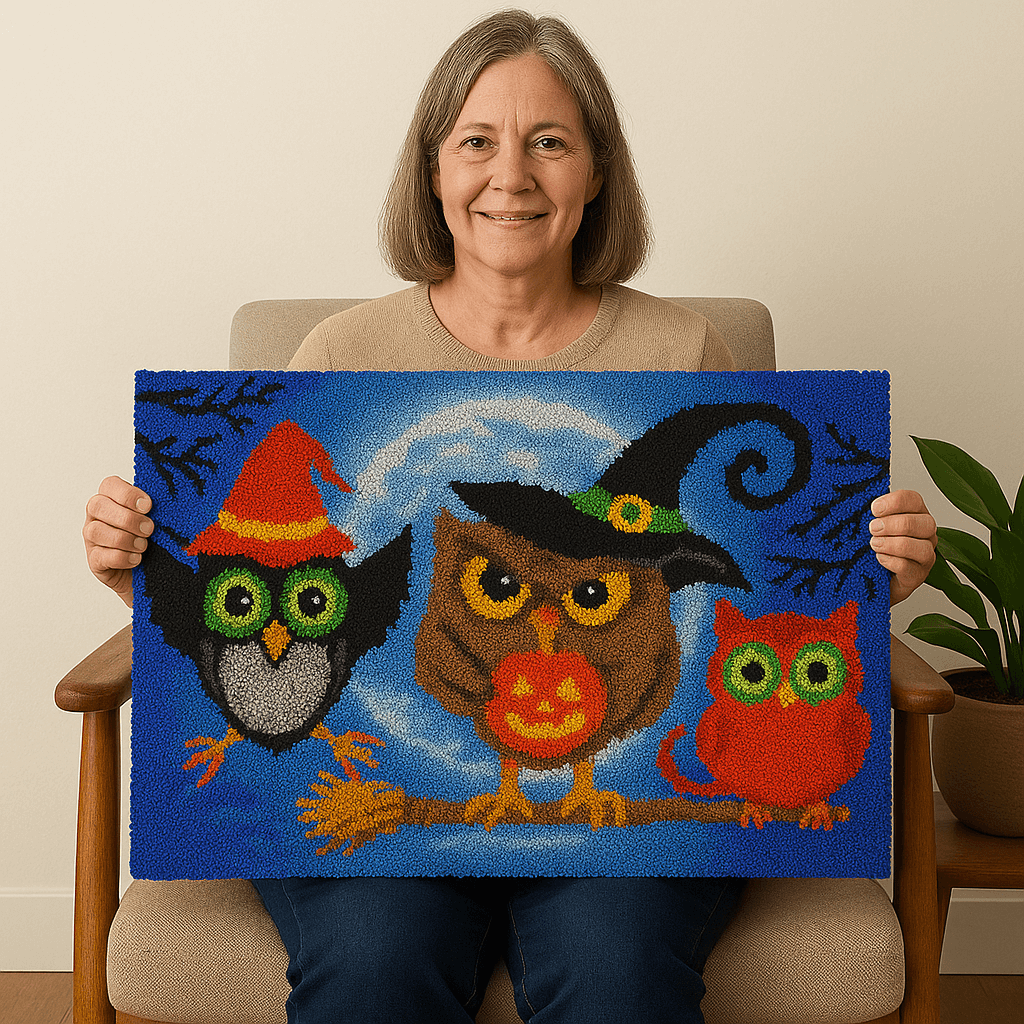 Owl's Time - (33x23in - 85x60cm) - DIY Latch Hook Kit