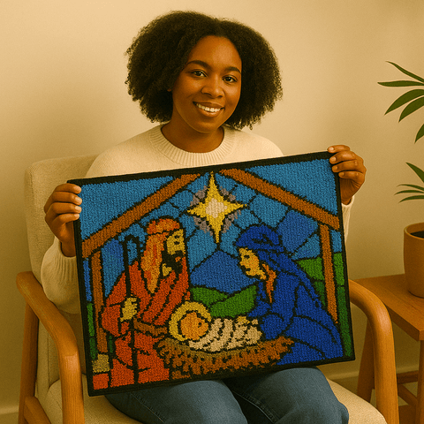 Birth of Christ - (33x23in - 85x60cm) - DIY Latch Hook Kit