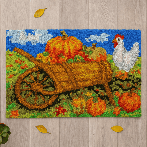 Pumpkin Chicks - (33x23in - 85x60cm) - DIY Latch Hook Kit