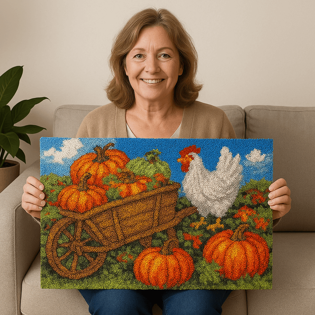 Pumpkin Chicks - (33x23in - 85x60cm) - DIY Latch Hook Kit