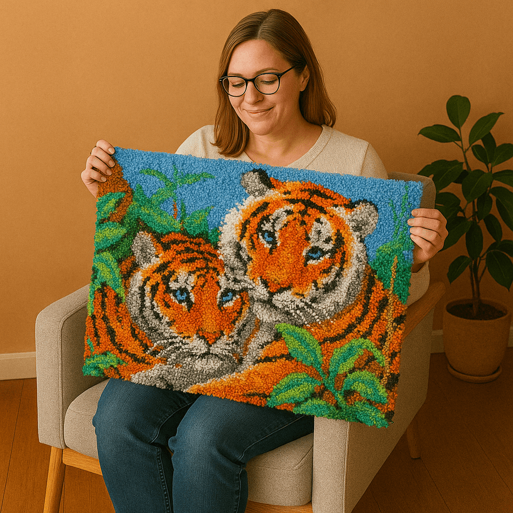 Tiger Parents - (33x23in - 85x60cm) - DIY Latch Hook Kit