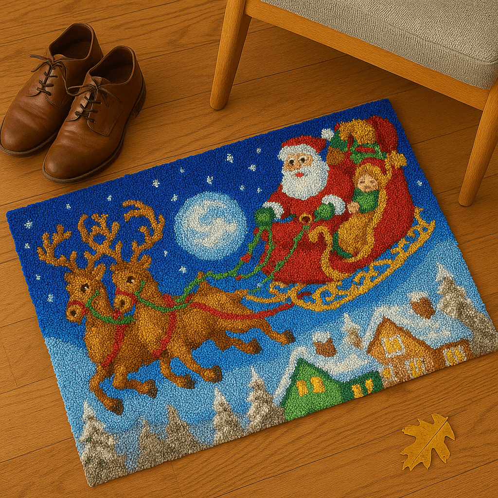 Santa's Sleigh - (33x23in - 85x60cm) - DIY Latch Hook Kit