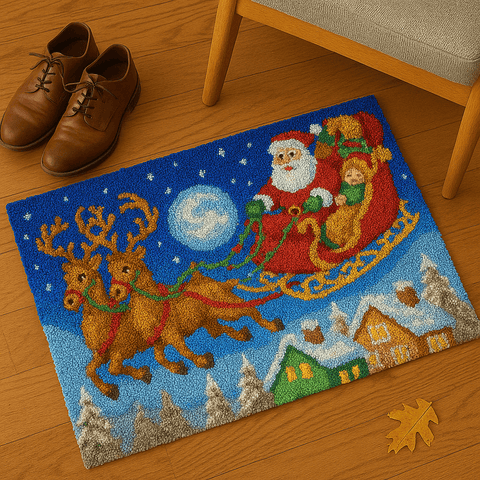 Santa's Sleigh - (33x23in - 85x60cm) - DIY Latch Hook Kit