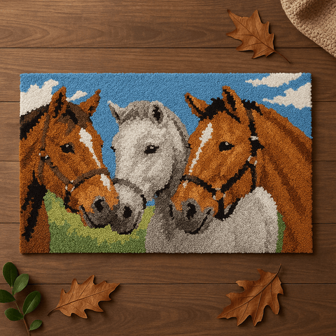 Horses - (33x23in - 85x60cm) - DIY Latch Hook Kit