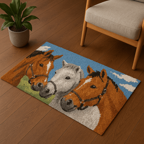Horses - (33x23in - 85x60cm) - DIY Latch Hook Kit