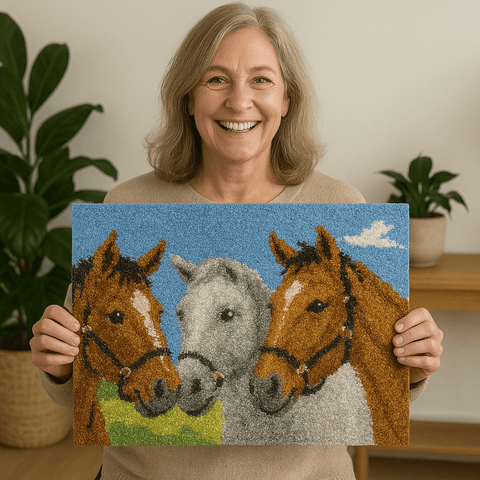 Horses - (33x23in - 85x60cm) - DIY Latch Hook Kit