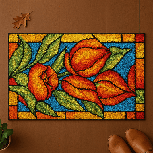 Red Bell Flower - (23x33in - 60x85cm) - DIY Latch Hook Kit