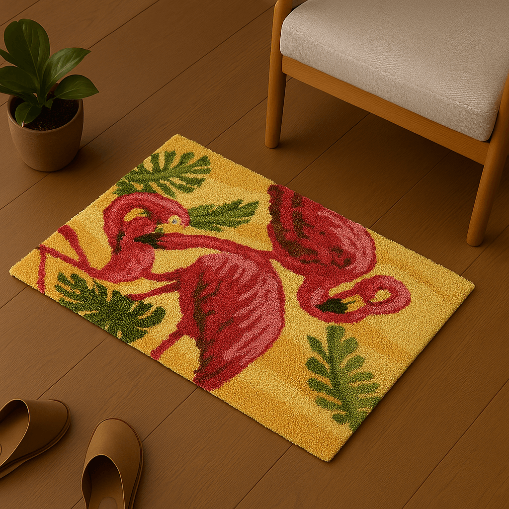 Flamingo Rug - (16x20in - 40x50cm) - DIY Latch Hook Kit