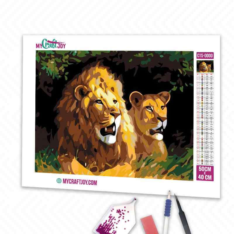 Lion and Lioness - DIY Diamond Painting Kit