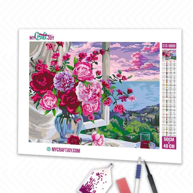 Flowers on the window - DIY Diamond Painting Kit